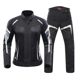 DUHAN Motorcycle Jacket Women Moto Suit Breathable Pants Cycling Clothing Summer Motorbiker Riding Clothing Body Protector