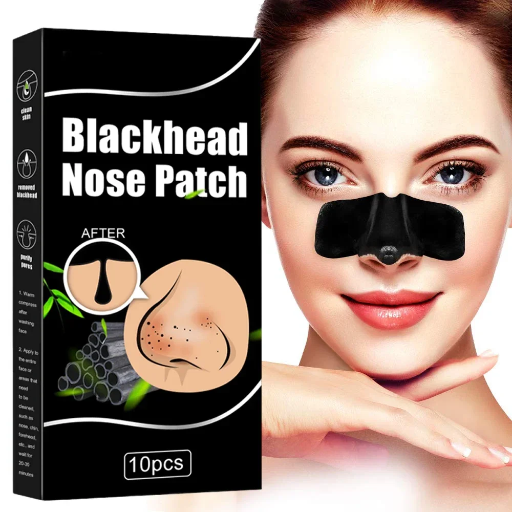 10 pièces unisexe points noirs enlever masque bandes nasales rétrécissement nettoyage pores nez tête noire enlever autocollants soins de la peau masque Patch