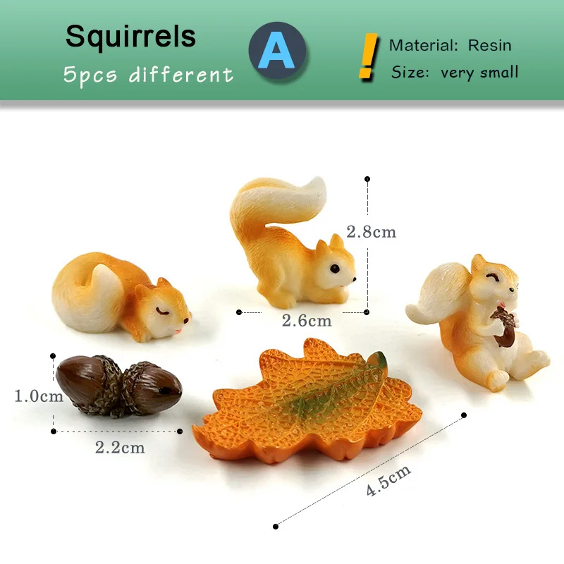Forest Simulated Squirrel Miniature Figurine Cartoon Animal Character Fairy Garden Home  Ornament Desk Decoration DIY Accessory - view 2