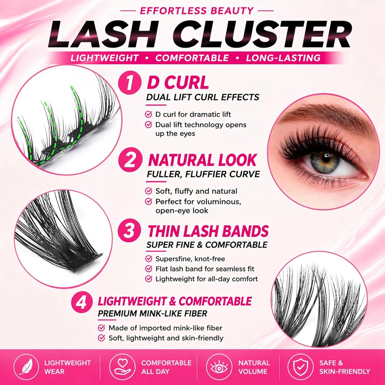 800-teiliges DIY-Wimpern-Set 30D 40D 50D 60D D-Curl 8-18mm gemischte Längen Einzelne falsche Wimpern mit Klebstoff, Versiegelung und Pinzette – Detail 7