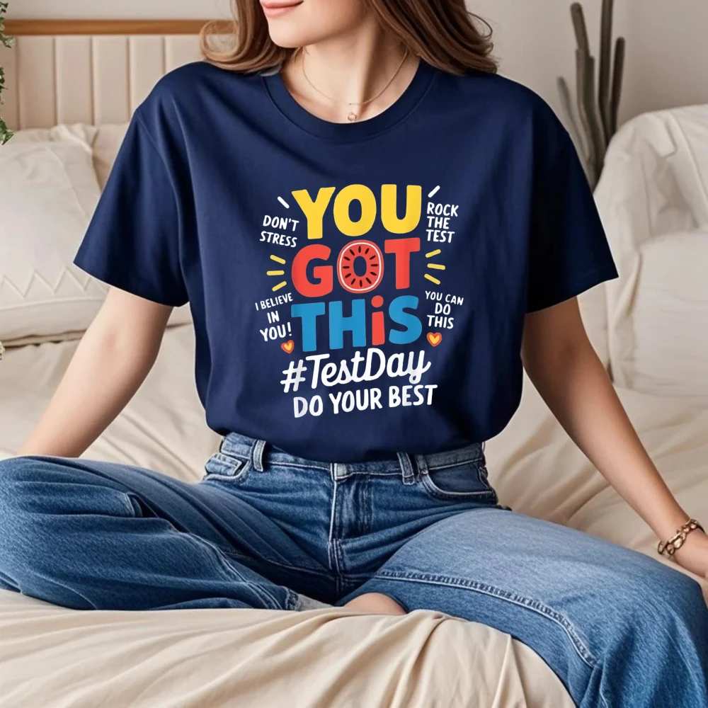 Rock The Test Testing Day Teacher Motivational You Got This Shirt Same Style Men Women 2026 Summer Short-sleeved Printed Shirt