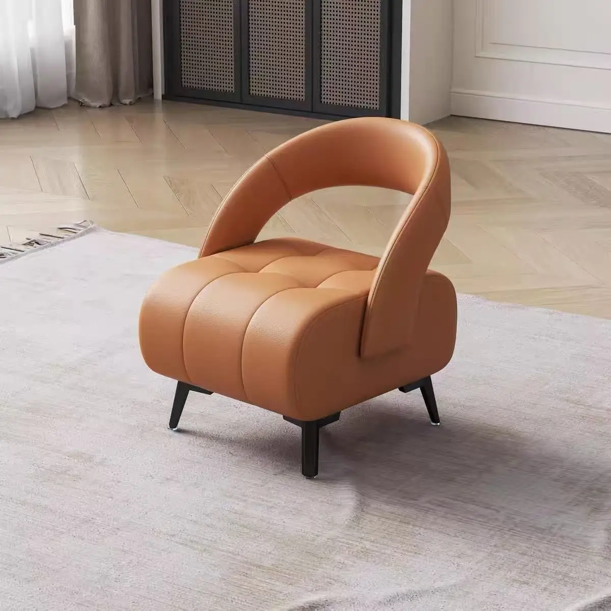 # Living Room Bedroom High-Grade PU Leather Portable Backrest Small Luxury Low Sofa Stool Change Shoe Stool