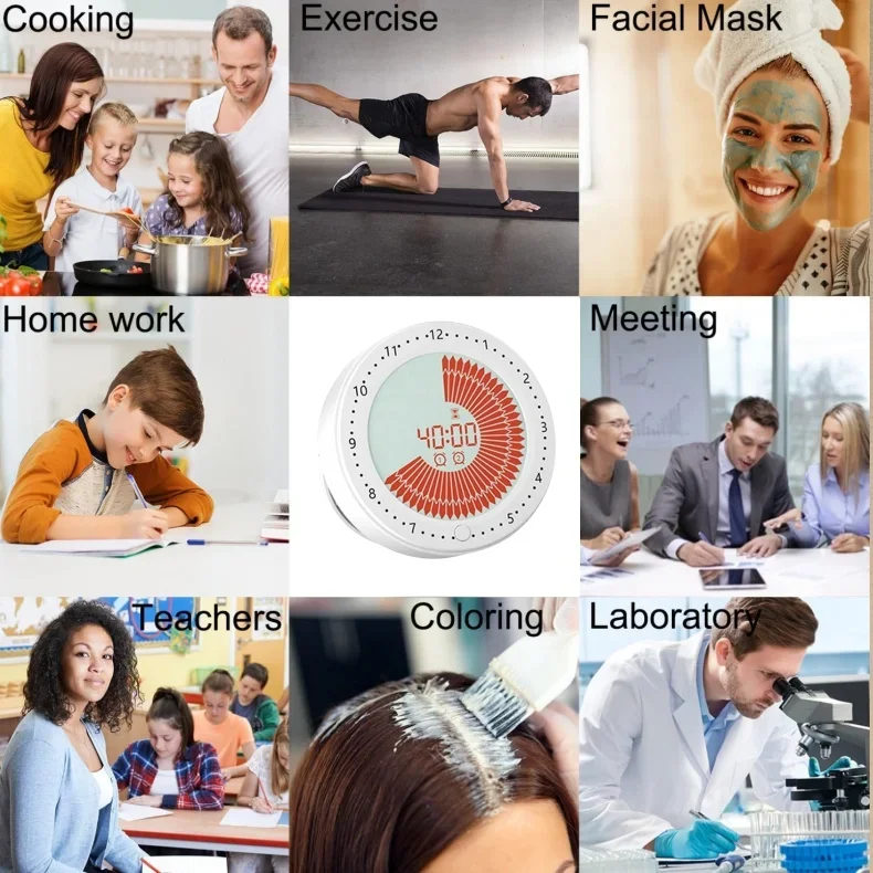 بومودورو مؤقت بصري رقمي، 60 دقيقة 2 ساعة منبه دراسة المطبخ دش لطيف الموقت الخلفي المغناطيسي مدير الوقت الأدوات الذكية