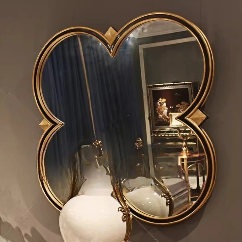 American classical background wall decorative mirror, creative entrance wall hanging large mirror, foyer hanging mirror