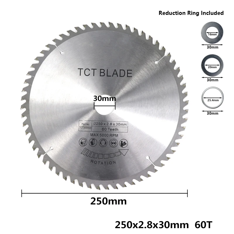 Disque à tronçonner en carbure pour bois, lame de scie circulaire, 160mm, 185mm, 190mm, 235mm, 250mm, 255mm, TCT, 16 T, 28 T, 40 T, 60 T, 80T