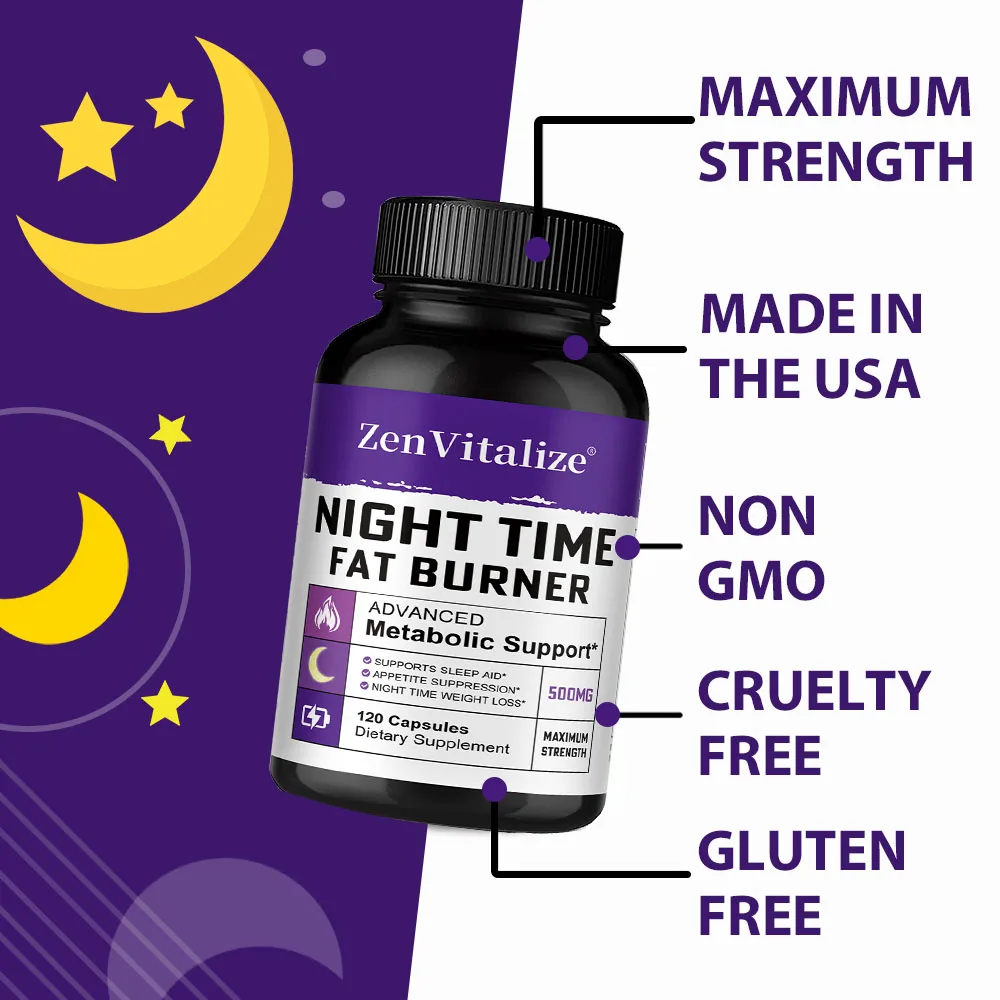 كبسولات حرق الدهون أثناء الليل - تقلل الشهية، مناسبة لكل من الرجال والنساء، وتعزيز عملية التمثيل الغذائي وتحسين جودة النوم