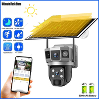 2+2MP 4G Solar Camera Dual Lens Three Screens Camera PIR Human Tracking Outdoor Security CCTV Surveillance IP Camera