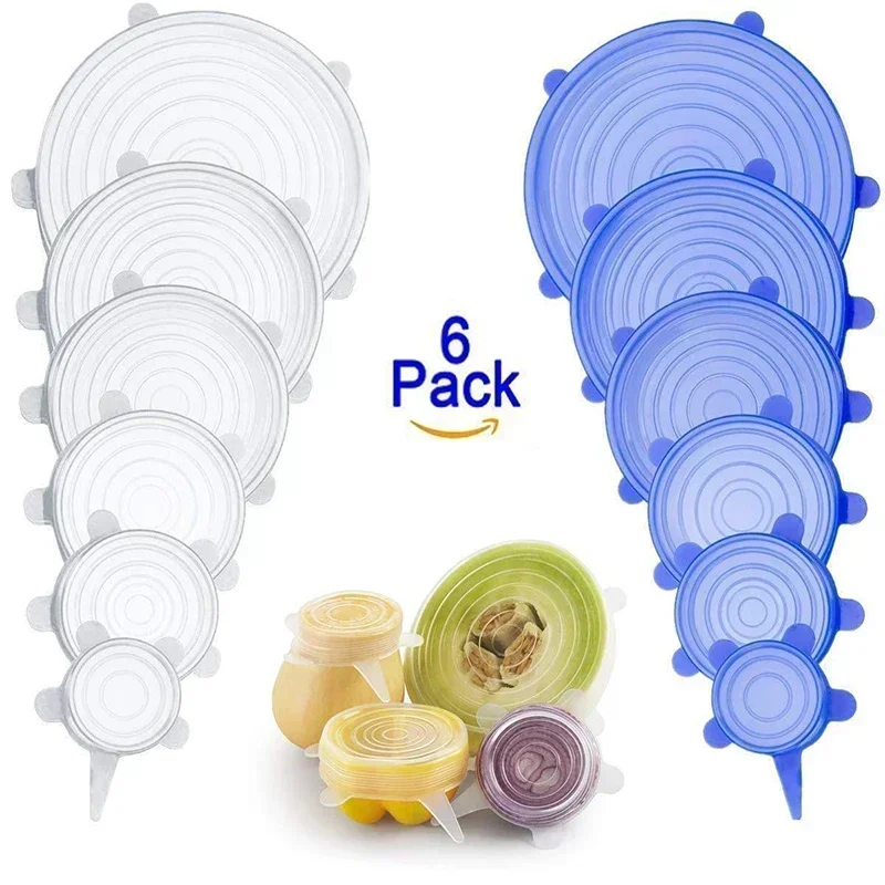 

Food Cover Adjustable Elastic Silicone Cap Reusable Kitchen Utensil Storage Airtight Food Packaging Lids Accessories Accessory