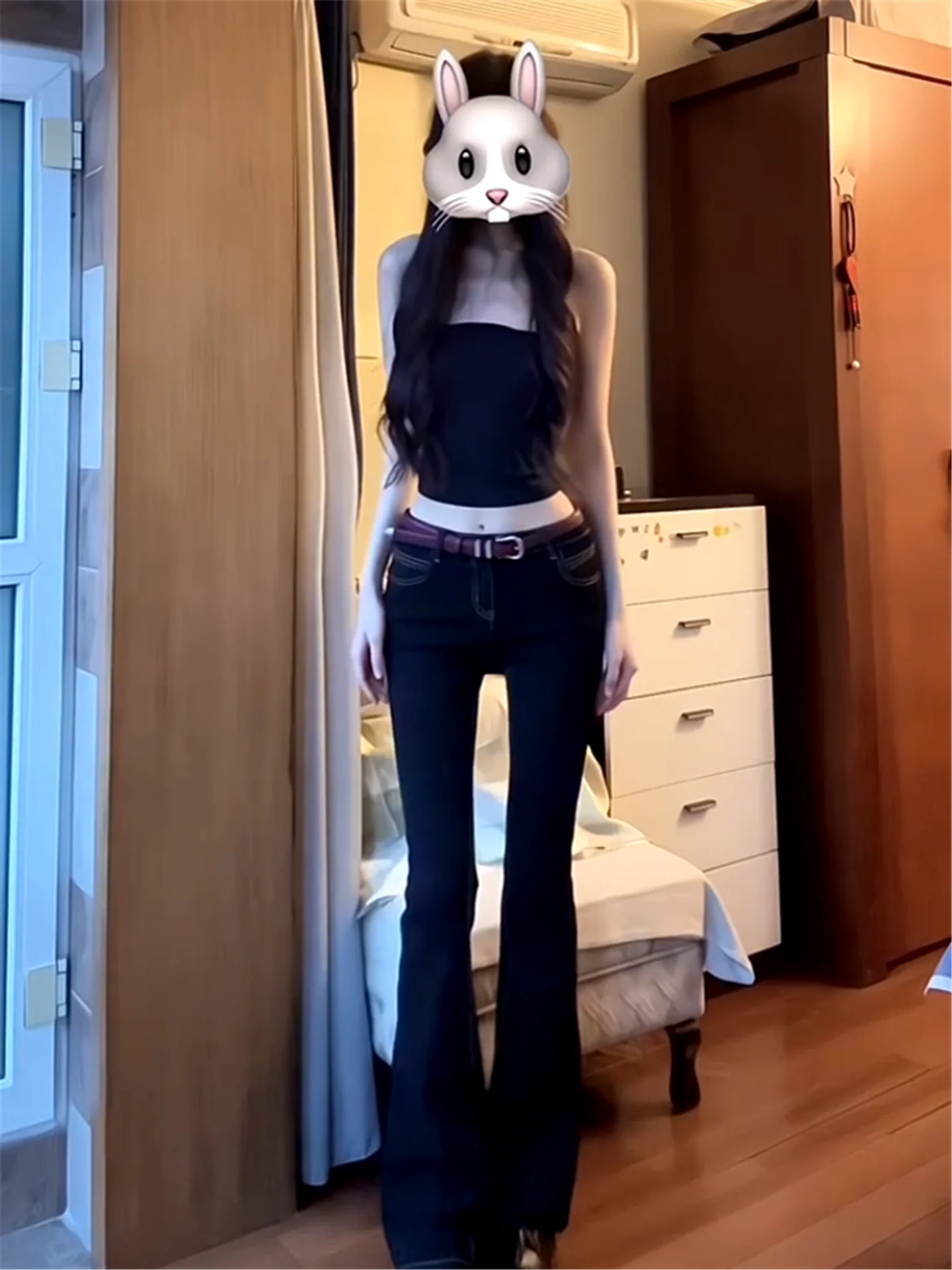 

American Style Vintage Low Waist Bell Bottom Jeans Women's Slimming Extended Length Floor Sweeping Pants Casual Cotton Denim