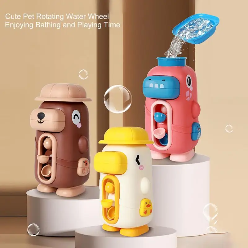 Suction Cup Water Wheel Toy Cute Duck Bath Toy With 2 Suction Cups Rotatable Waterwheel Summer Shower Toy Enhances Hand-Eye