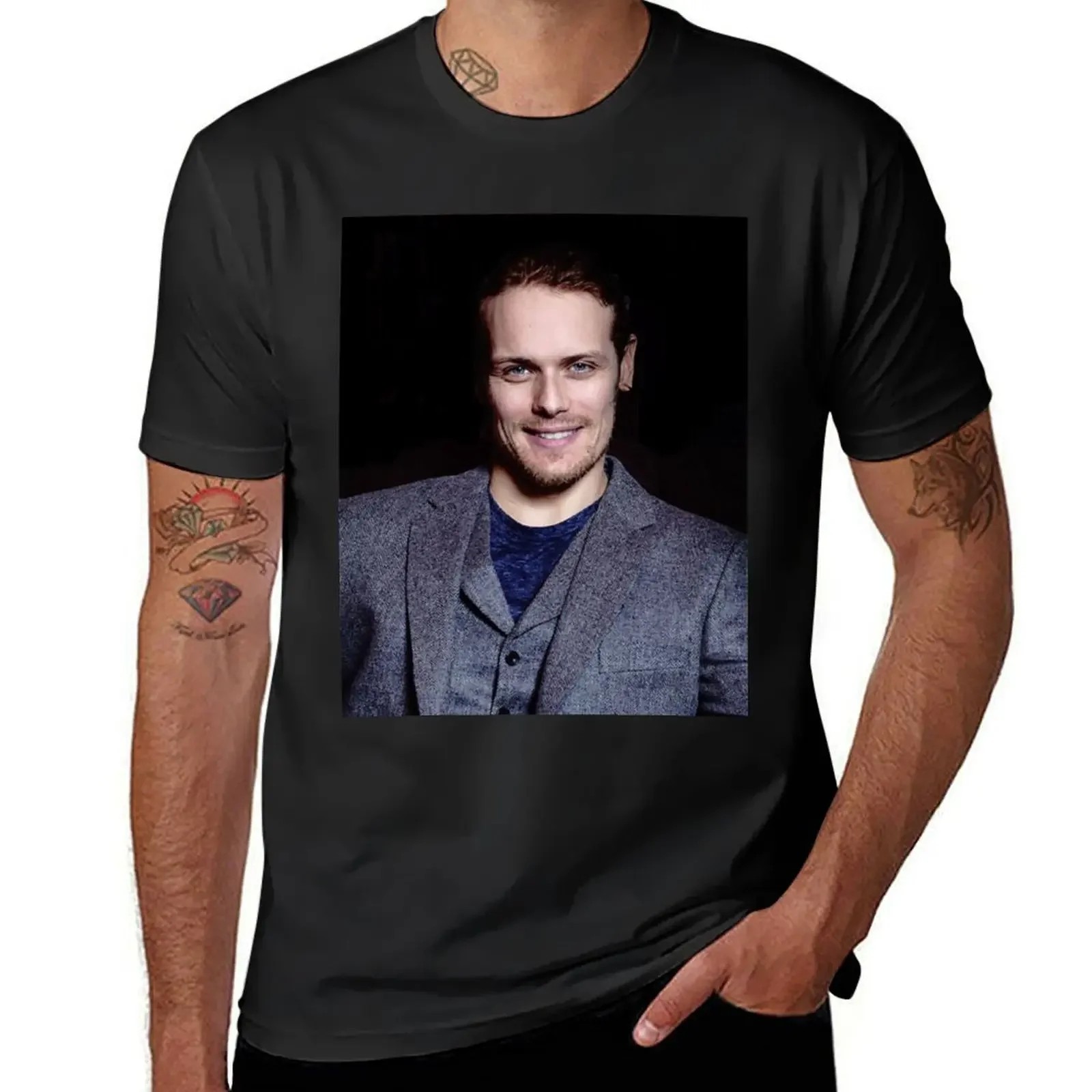 Sam Heughan T-Shirt designer shirts rapper graphic tees graphic t shirt vintage Short sleeve tee men workout shirt