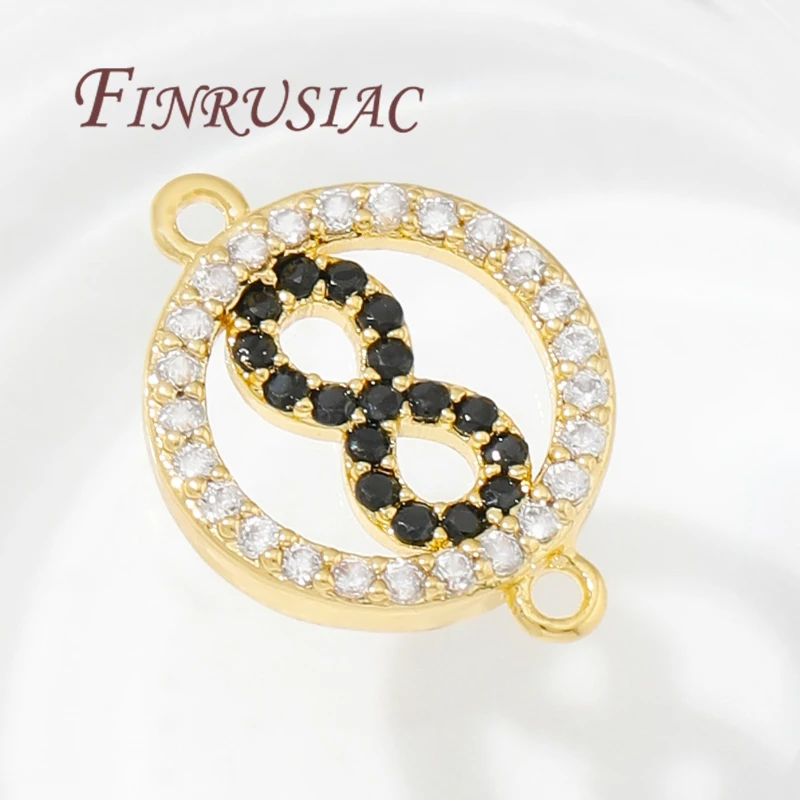 18K Gold Plated Zircon Crystal Charm Connectors For Jewelry,DIY Necklace Earrings Making Accessories,Trendy Cross/Flowers Charms