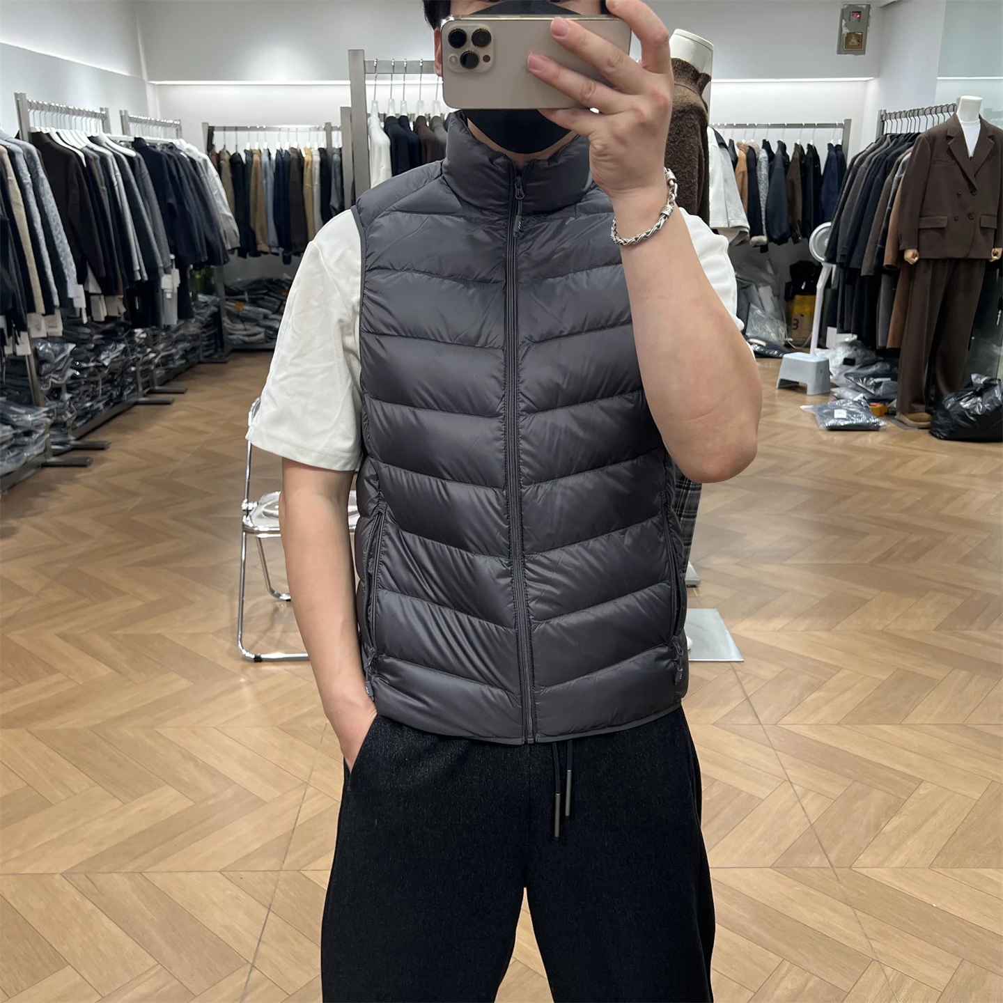 

Повседневный легкий пуховый жилет с воротником-стойкой, мужской осенне-зимний модный облегающий жилет с внутренним плечом, модный однотонный жилет