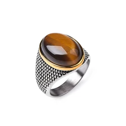 Men's/Women 316LStainless Steel Onyx Texture Gilded Rings Classic Fashion Trend Jewelry High Quality Products