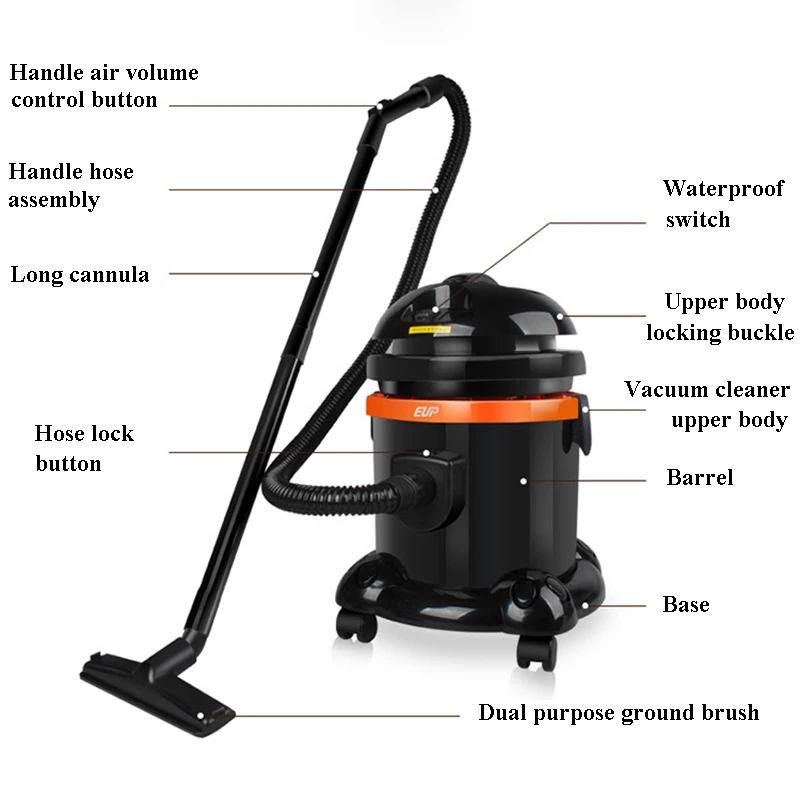 Industrial Barrel Vacuum Cleaner Wet Dry Car Wash Shop Cleaning Commercial Vacuum Home Cleaner