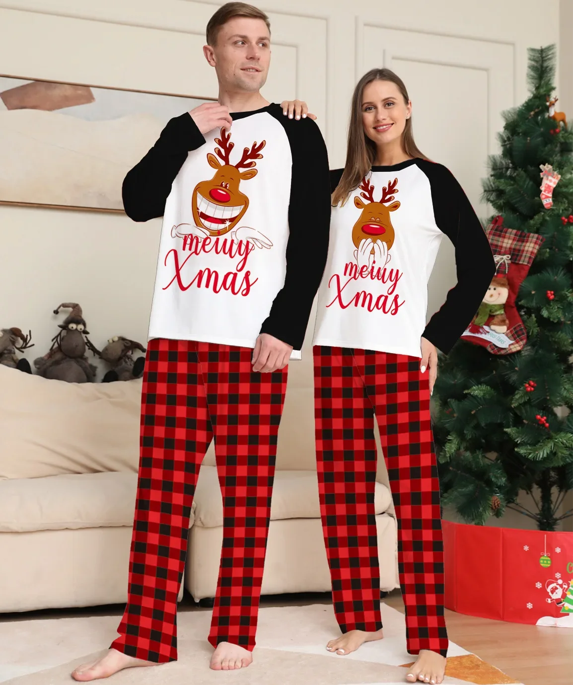 Women Men Boys Girls Clothing Set Christmas Family Matching Outfits Cartoon Print Pajamas Baby Romper Pjs Xmas Look Sleepwear