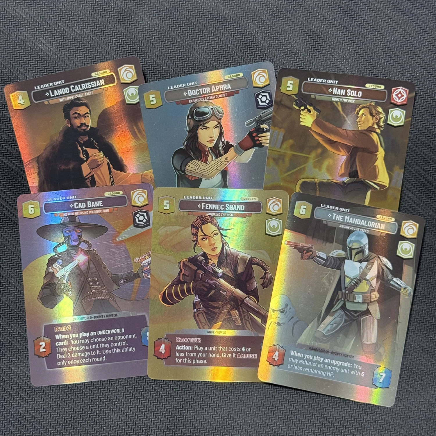 Star Wars Showcase Proxy Cards Shadows of the Galaxy Bo-Katan Kryze Moff Gideon Rey Cad Bane The Mandalorian Foil TCG Cards