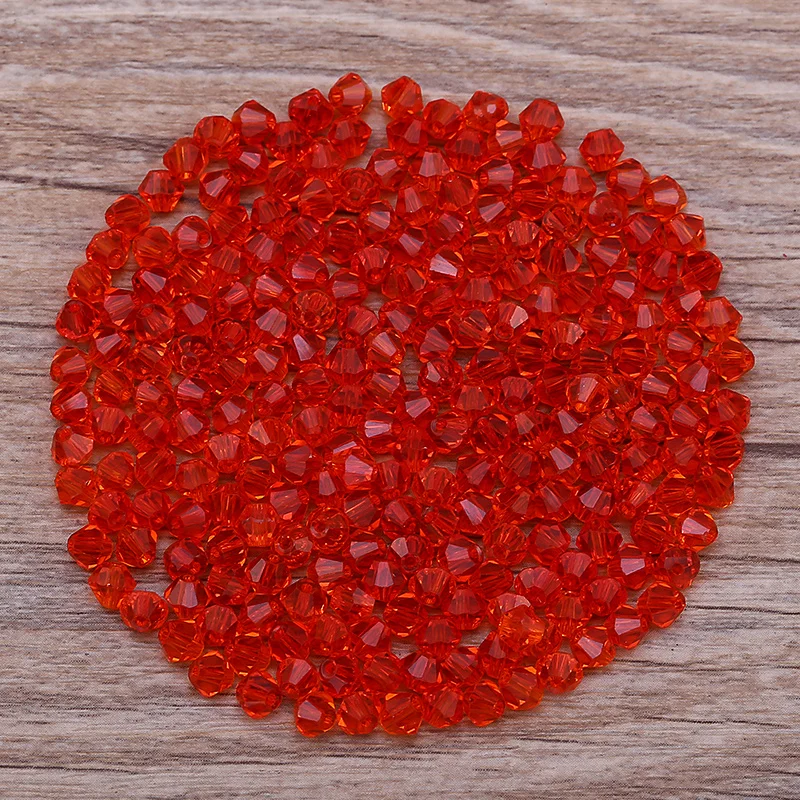 300 Stück exquisite 4 mm Doppelkegel lose Kristallperlen für Schmuckherstellungszubehör 061-080
