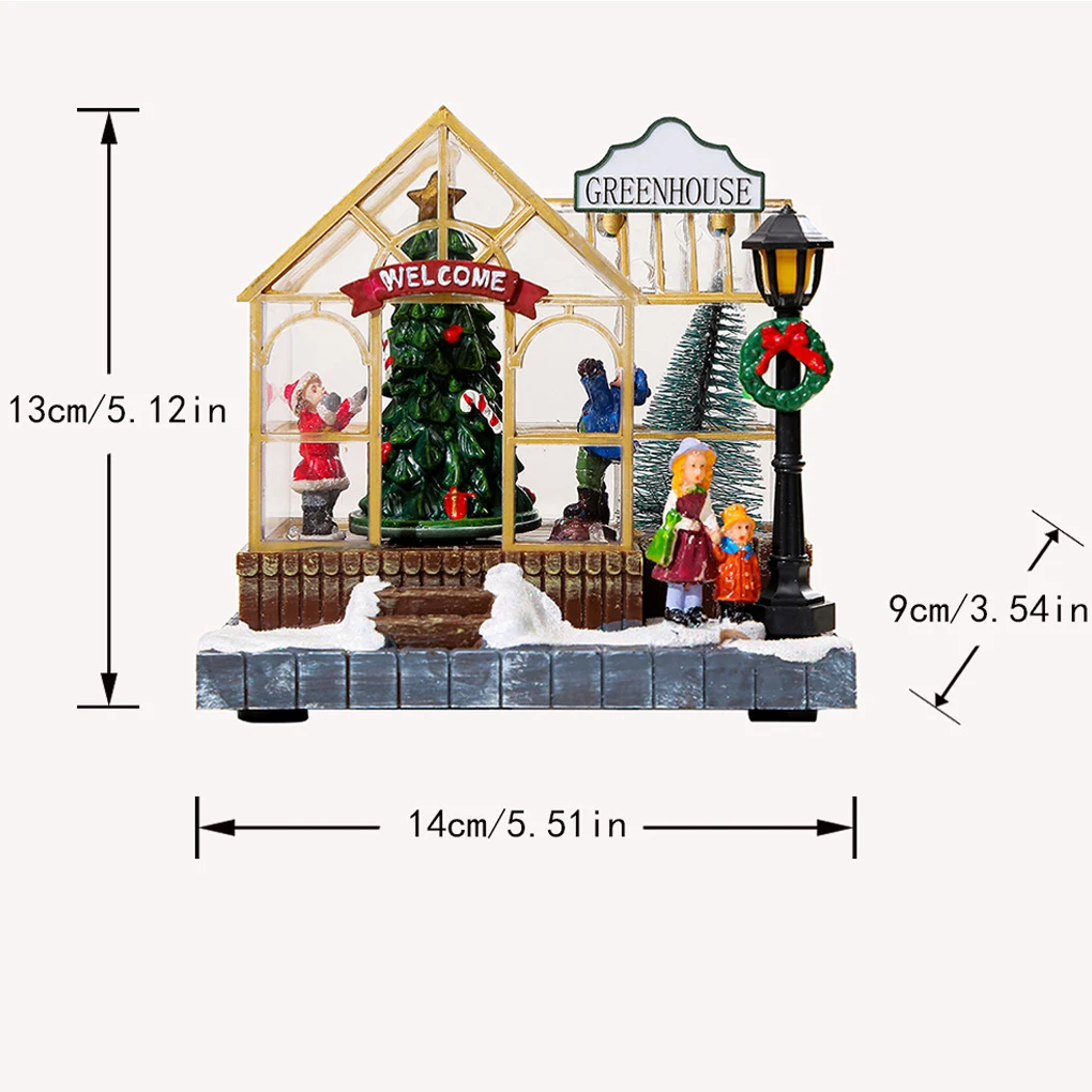 New Christmas Scene Village Houses Collectible Buildings LED Tabletop Xmas House for Bedroom Indoor Living Room Desk Xmas Party