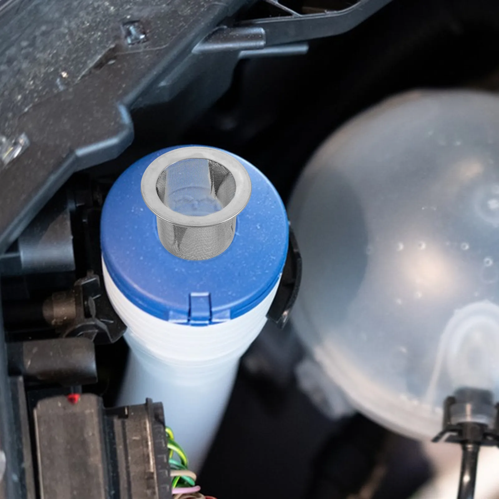Stainless Steel Washer Fluid Reservoir Cup Funnel Filter Windshield Washer Tank Strainer Car Fluid Mesh Filter Easy Installation
