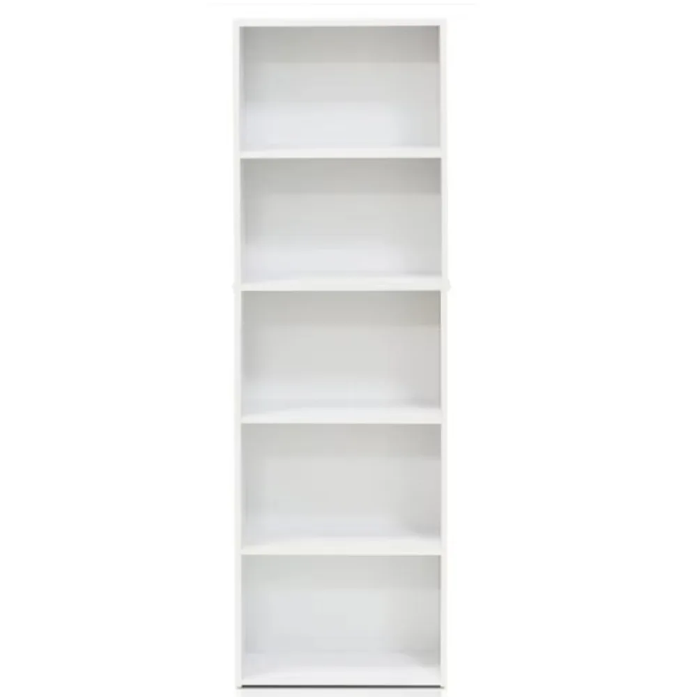 Modern Wooden Bookshelf Library Wall Bookcase with Ladder White Bookshelf