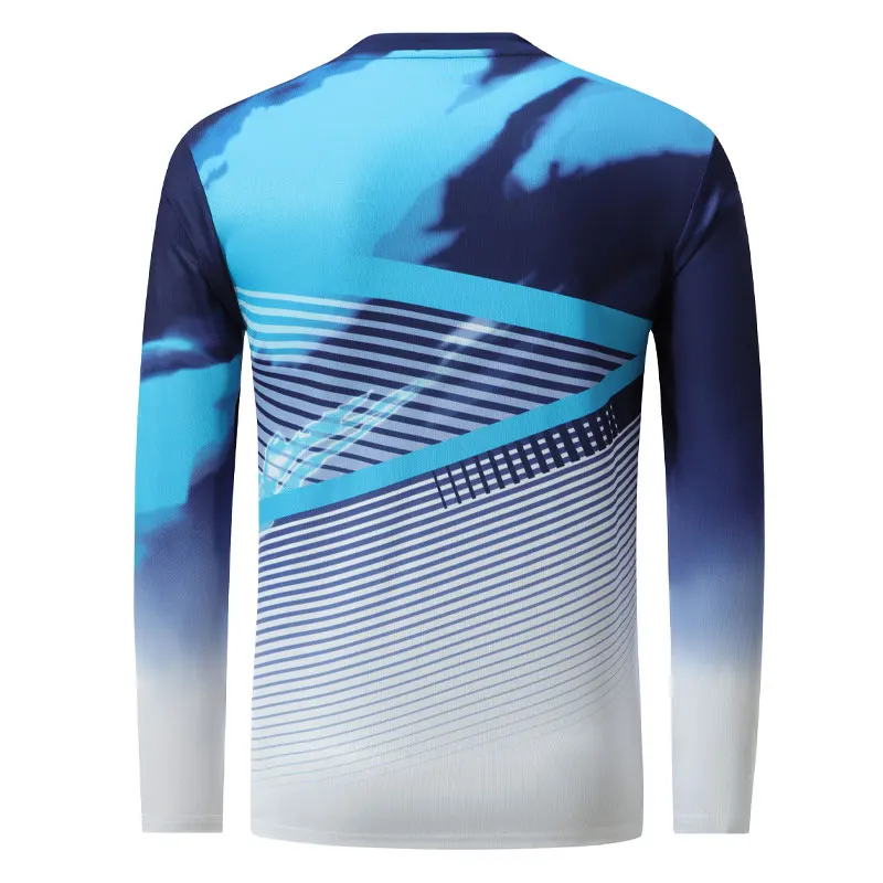 2023 New Style Print Badminton Shirts Men Sport Training Quick-dry Wicking Long Sleeve Casual Tennis Ping Pong Volleyball Tee