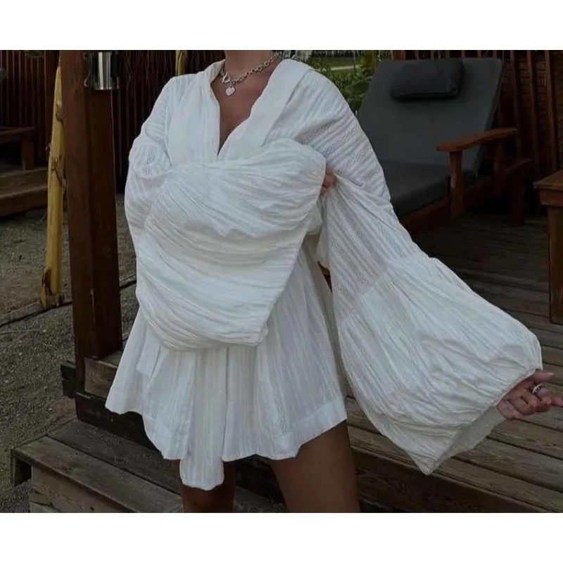 

Casual Suit Cotton Straps Loose Long-sleeved Cardigan Top Shorts Women's Two-piece Set