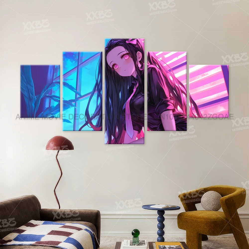 Dämonentöter Kamado Nezuko Charakter Wandkunst Bilder Drucke Poster Home Decor Anime Leinwand Innengemälde Zimmer rahmenlos – Detail 5