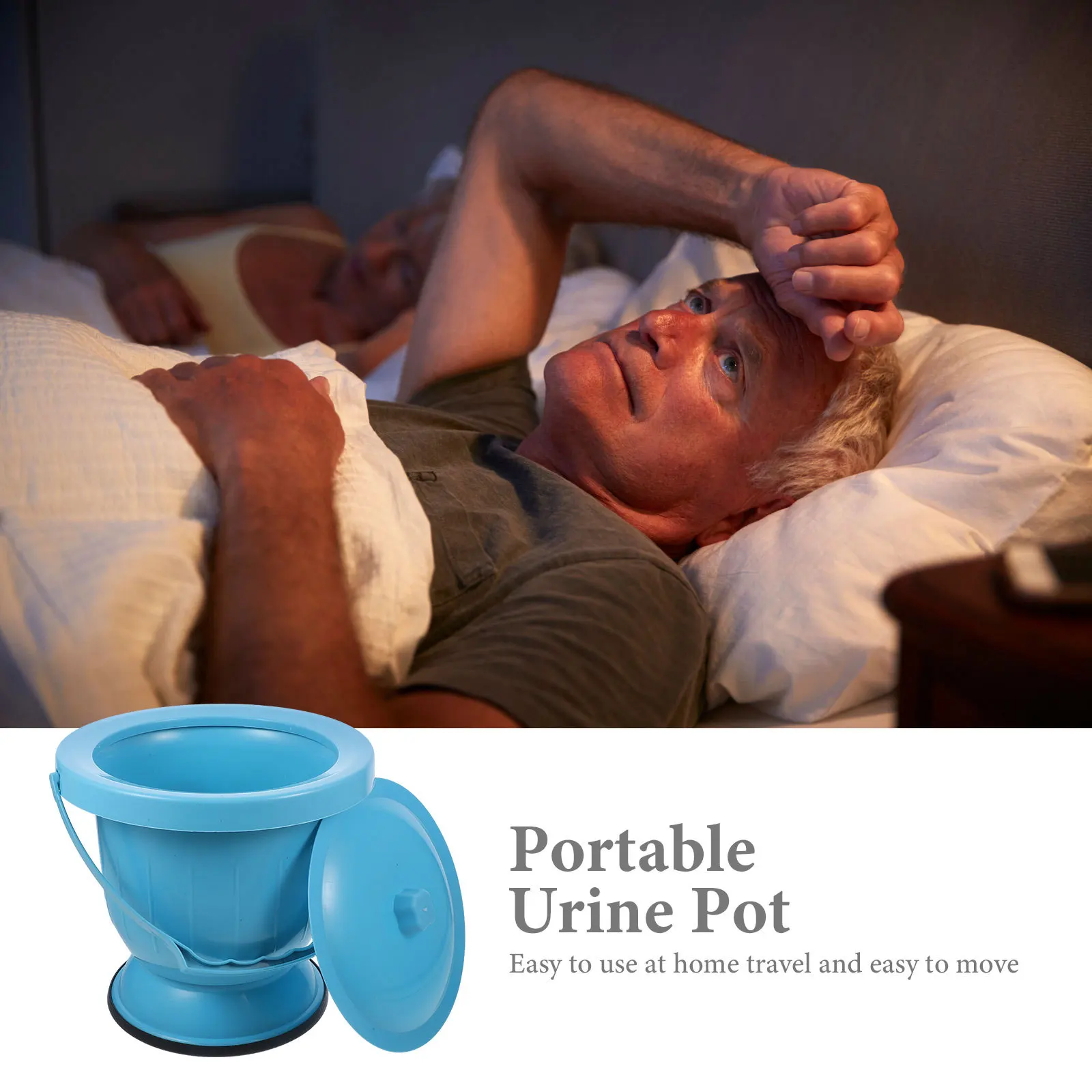 

1Pcs Bedpan Portable Urine Pot with Lid Heavy Duty Plastic Chamber Pot for Home Travel Outdoor Use Elder Adult Kids Night