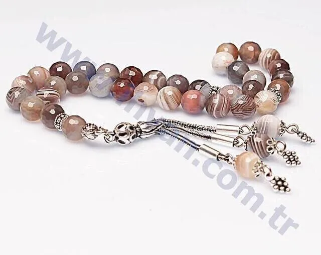 

IQRAH Agate Stone Rosary (925 SETTING SILVER Fasetler)