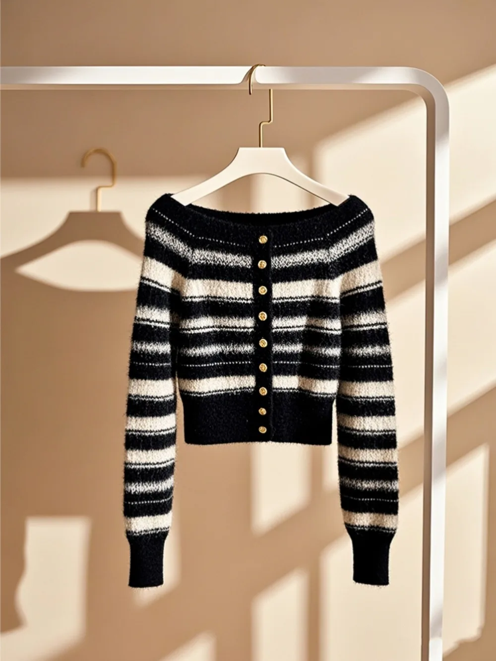 Neploe Winter New Celebrity Western Cardigan Stripe High Street Slim Korea Chic Pull Femme Knit Unique Advanced Luxury Sweaters