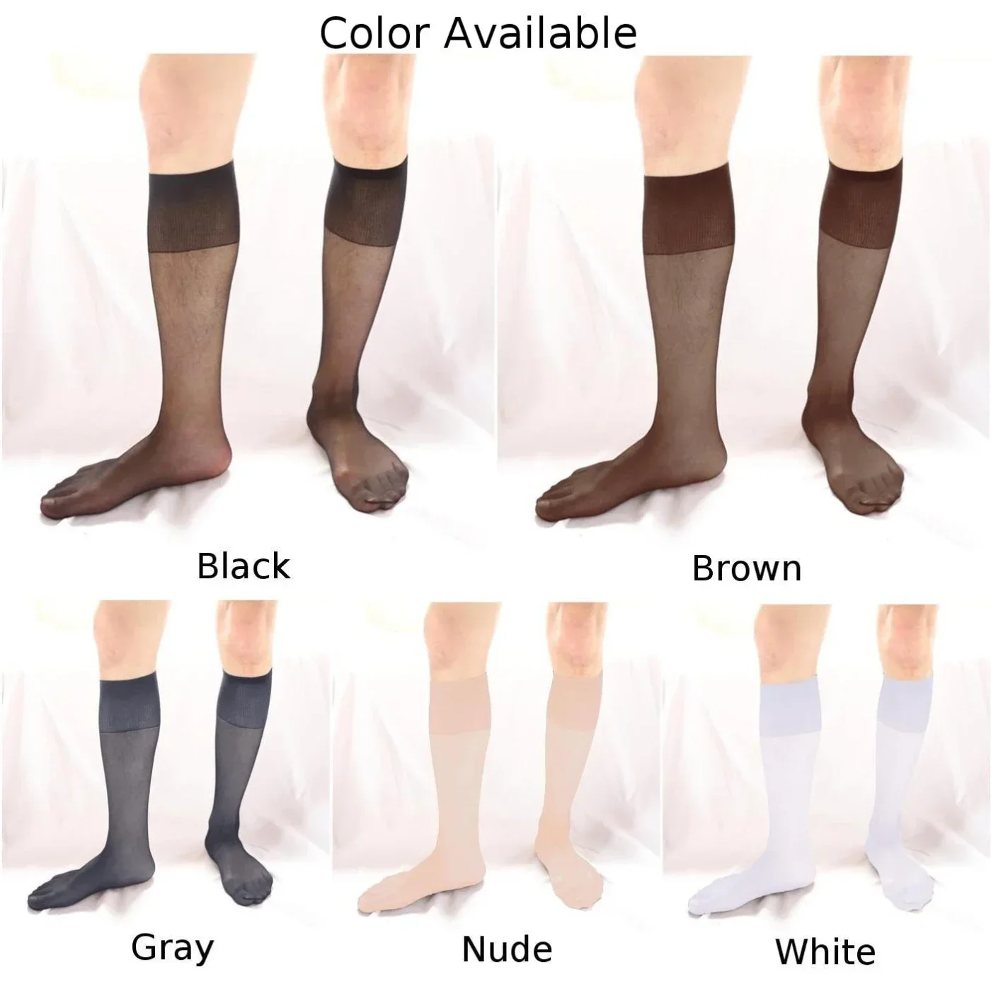 1 Pair Men\'s Business Dress Tube Socks Stocking Summer Invisible Sock Formal Solid Traceless Sheer See-Through Stockings