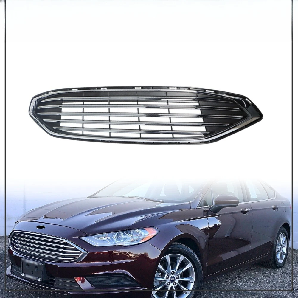 

For Ford Fusion 2017-2018 Front Upper Bumper Grille Chrome Black