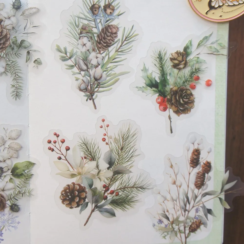 18pcs Snow Falls on Tree Branches in Winter Style PVC Sticker Scrapbooking DIY Gift Packing Label Decoration Tag