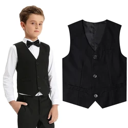 Black Vest Boys Dress Suit Kids Blazer Toddler Wedding Formal Piano Performance Waistcoats Children School Party Navy Clothes