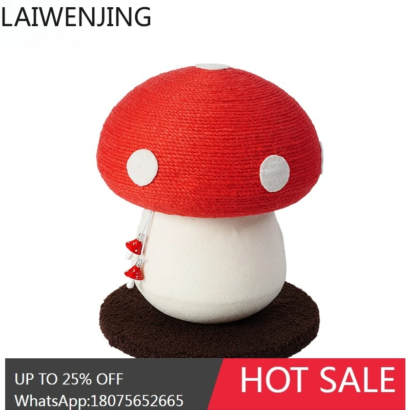 Drzewko dla kota MJY z czerwonymi grzybami, drabinka do wspinania, drapak z szponami, lina konopna, piłka, pionowa deska do drapania dla kota.