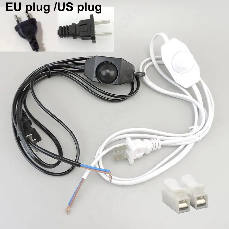 Dimmable Power Switch Cable Light Bulb Modulator Lamp Line Dimmer Controller Table Wire AC 110V 220V Black White US Plug M20