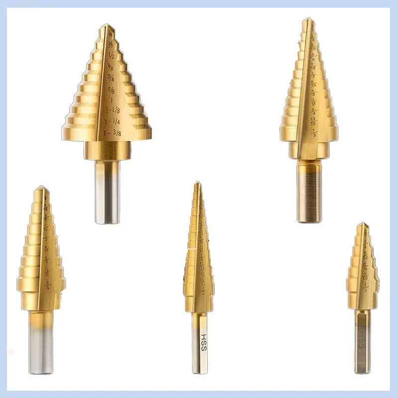 

AS63-6 Набор ступенчатых сверл из титана HSS Unibit Сверла от 1/8 до 1-3/8 дюймов Ступенчатые сверла и центральный перфоратор