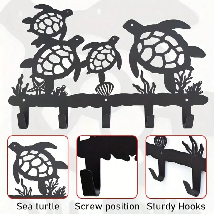 Metal Turtle Wall Hook - Hat Coat Key Holder for Living Room, Office Decor