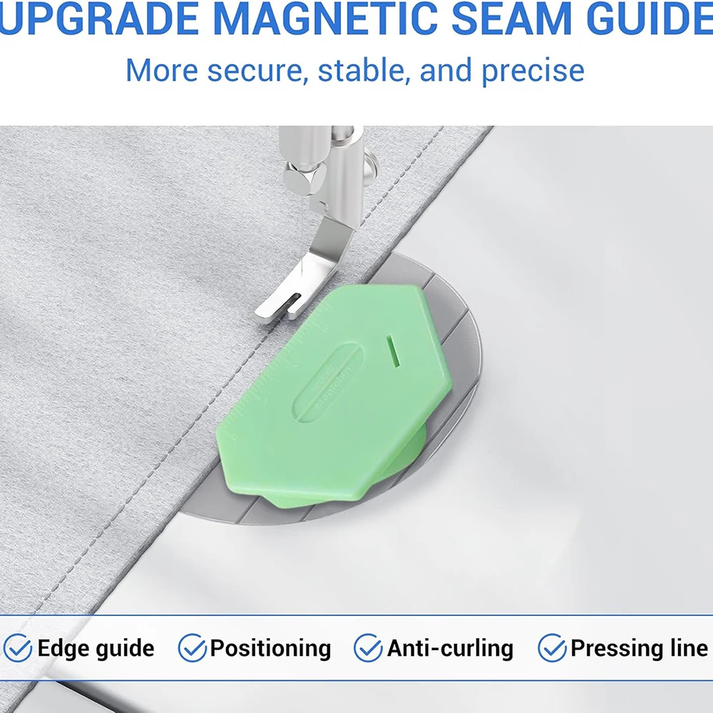 1PC Magnetic Seam Guide Multifunctional Hemmer Guide with Scale Magnet Hem Guide for Sewing Machine Universal Sewing Accessories