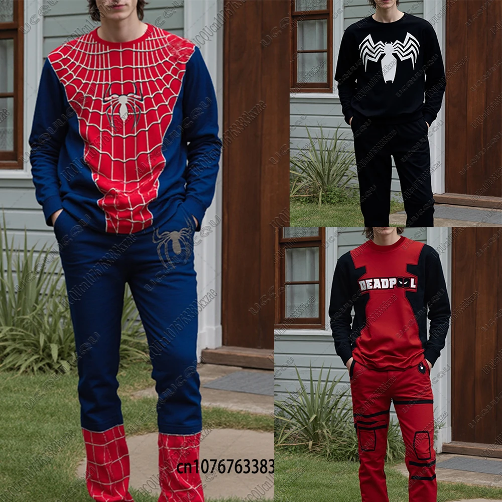 

Marvel Super-hero Series Tracksuit Sets For Men Hoodie+Long Pants Suits Casual Round Neck Pullover Jogging Outfits Man Outfits