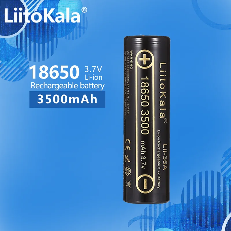 1PCS LiitoKala Lii-35A 18650 3500mAh 3.7V Li-Ion Rechargeable Battery 10A Lithium Battery High Drain For Flashinglight Vaping