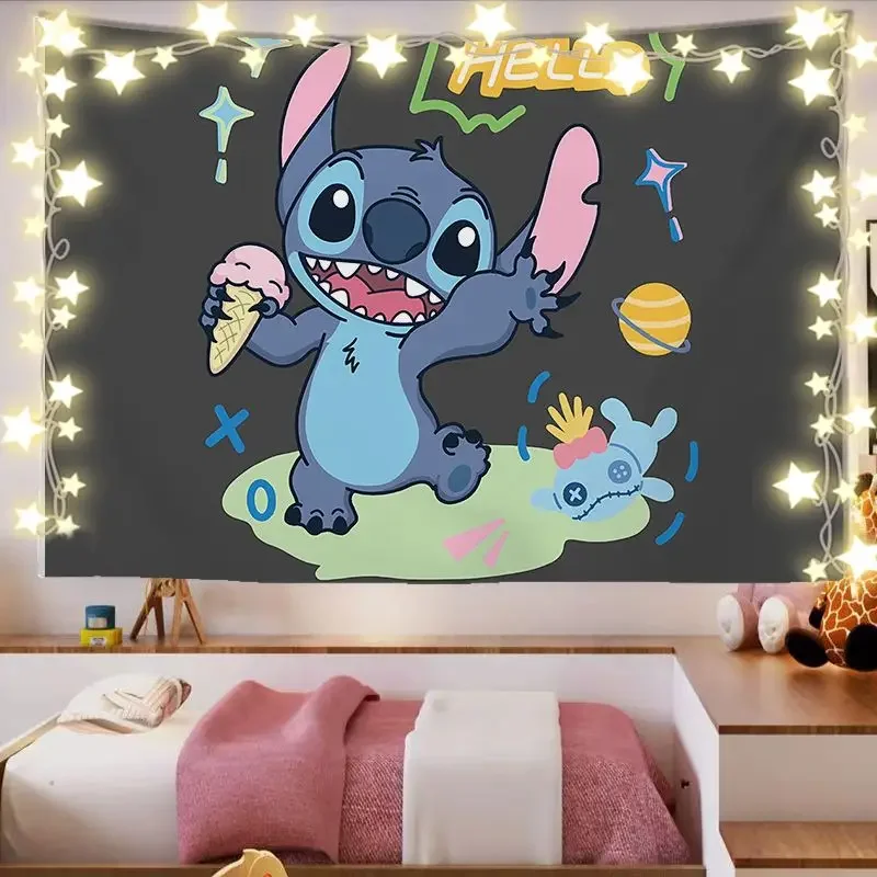 Stitch Cartoon Wall Tapestry-Durable Polyester Decor Kawaii Wall Hanging Decor Perfect Bedroom Background Dormitory Party