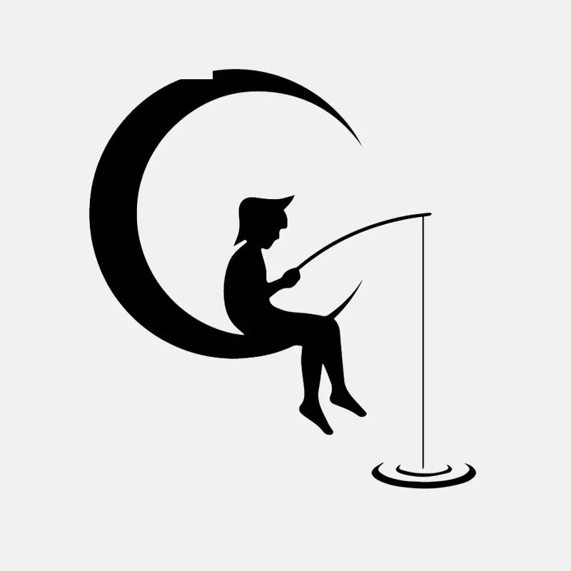 

Car Sticker PVC Cartoon Boy Moon Crescent Fish Car Decoration Sticker Creative Waterproof Cover Scratch Black/white, 16cm*15cm