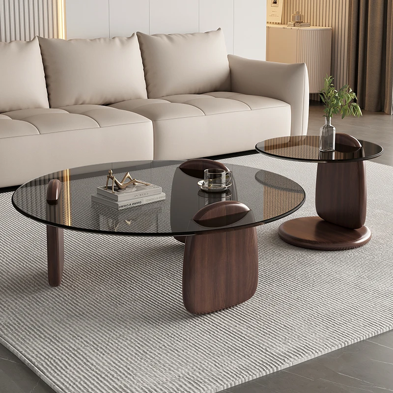 

living room household Coffee table creative glass modern simple tea table light luxury Nordic couchtisch rund designer furniture