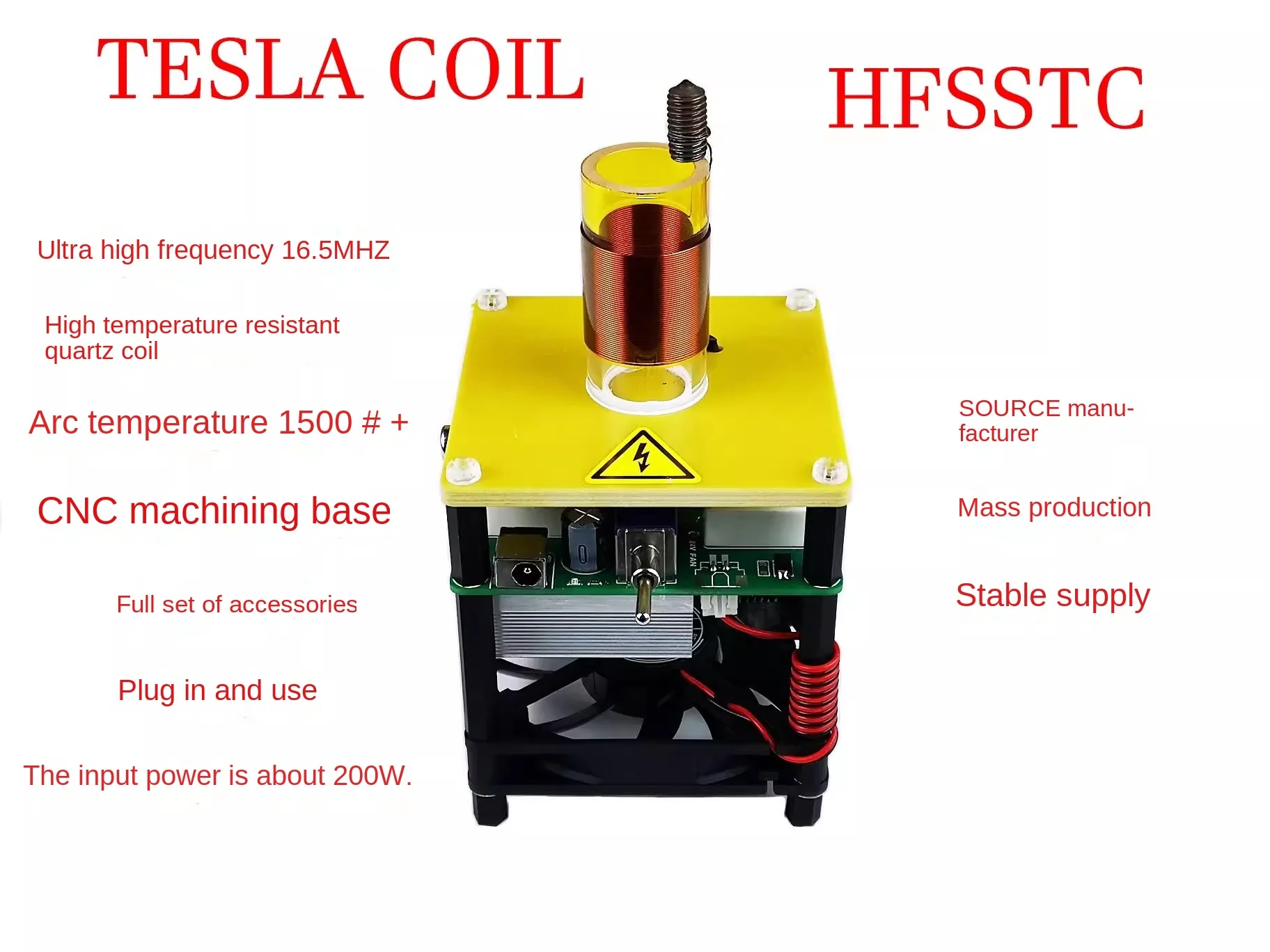 HFSSTC Music Tesla Coil Electronic Candle 16.5MHZ High Frequency Plasma Voltage Pulse ARC HFSSTC Tesla Coil