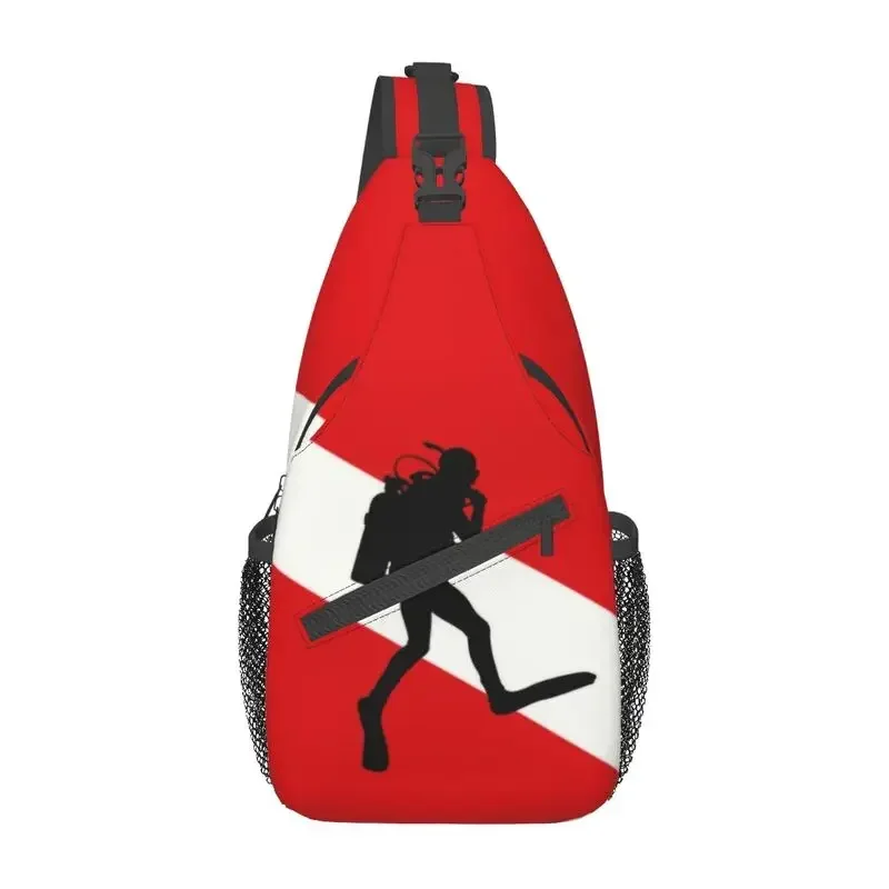 Mochila de hombro de buceo para hombre, bolso cruzado de hombro con bandera de buceo, a la moda, para viajar