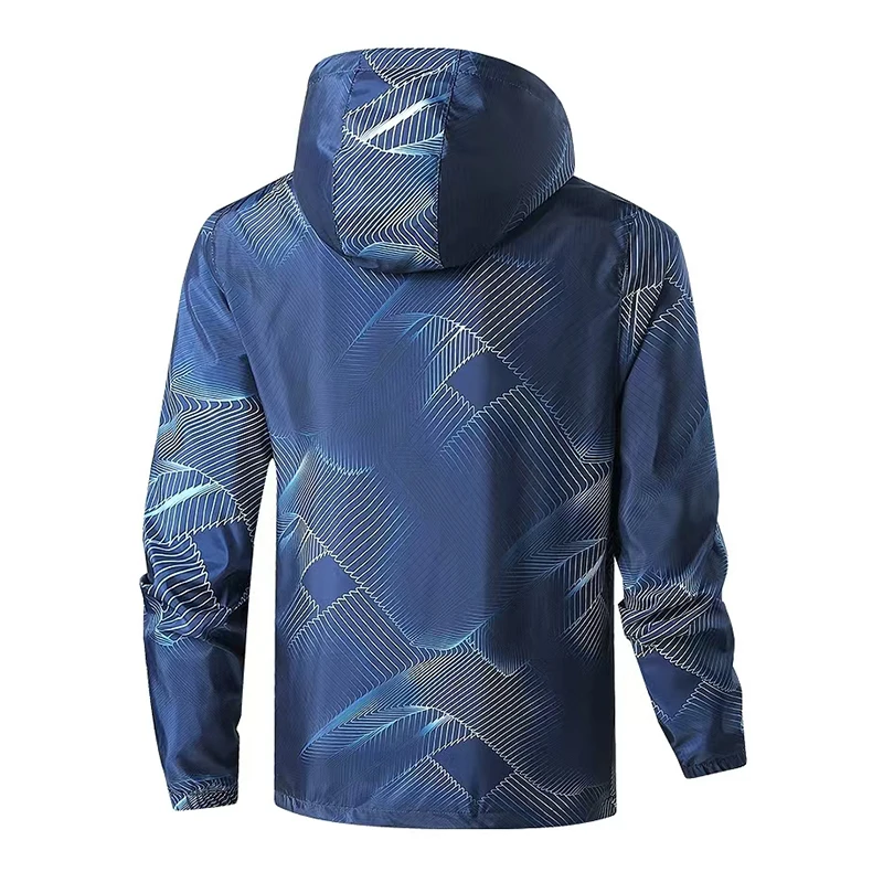 Spring and Autumn New Golf Men's Outdoor Quick drying Sports Jacket Breathable Hooded Printed Windbreaker Casual Thin Coat