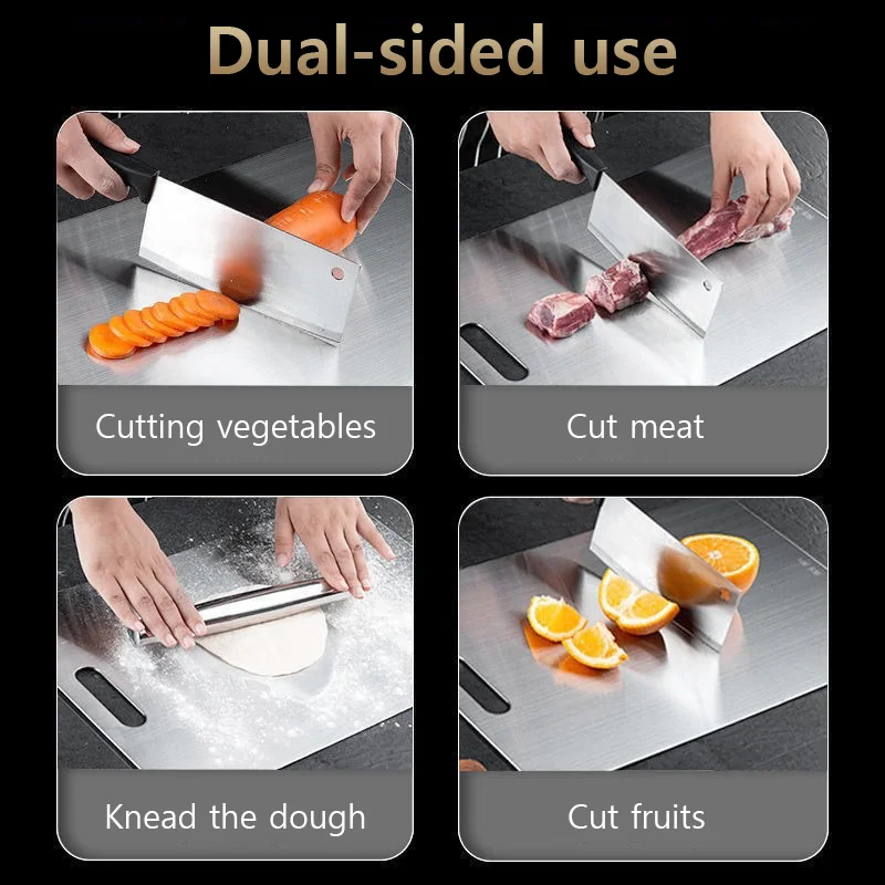 

Stainless Steel Cutting Board - Heavy Duty Double-Sided Chopping Board for Meat, Vegetables, Dough Kneading & Kitchen Prep