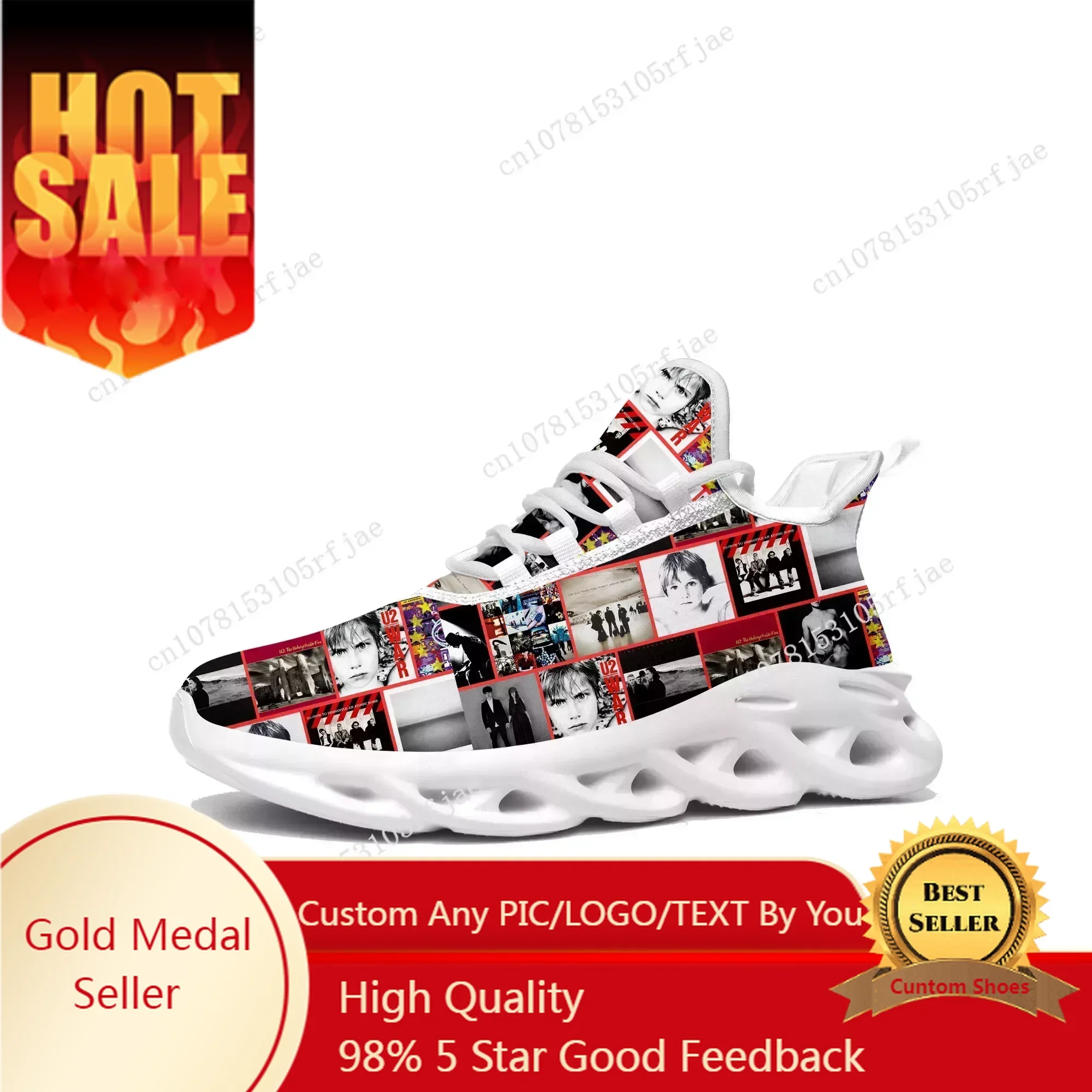 

U2 Sports Sneakers Mans Womans Running Shoes Rock Band Music Fans Sneaker Lace Up Mesh Footwear Tailor made Shoe White